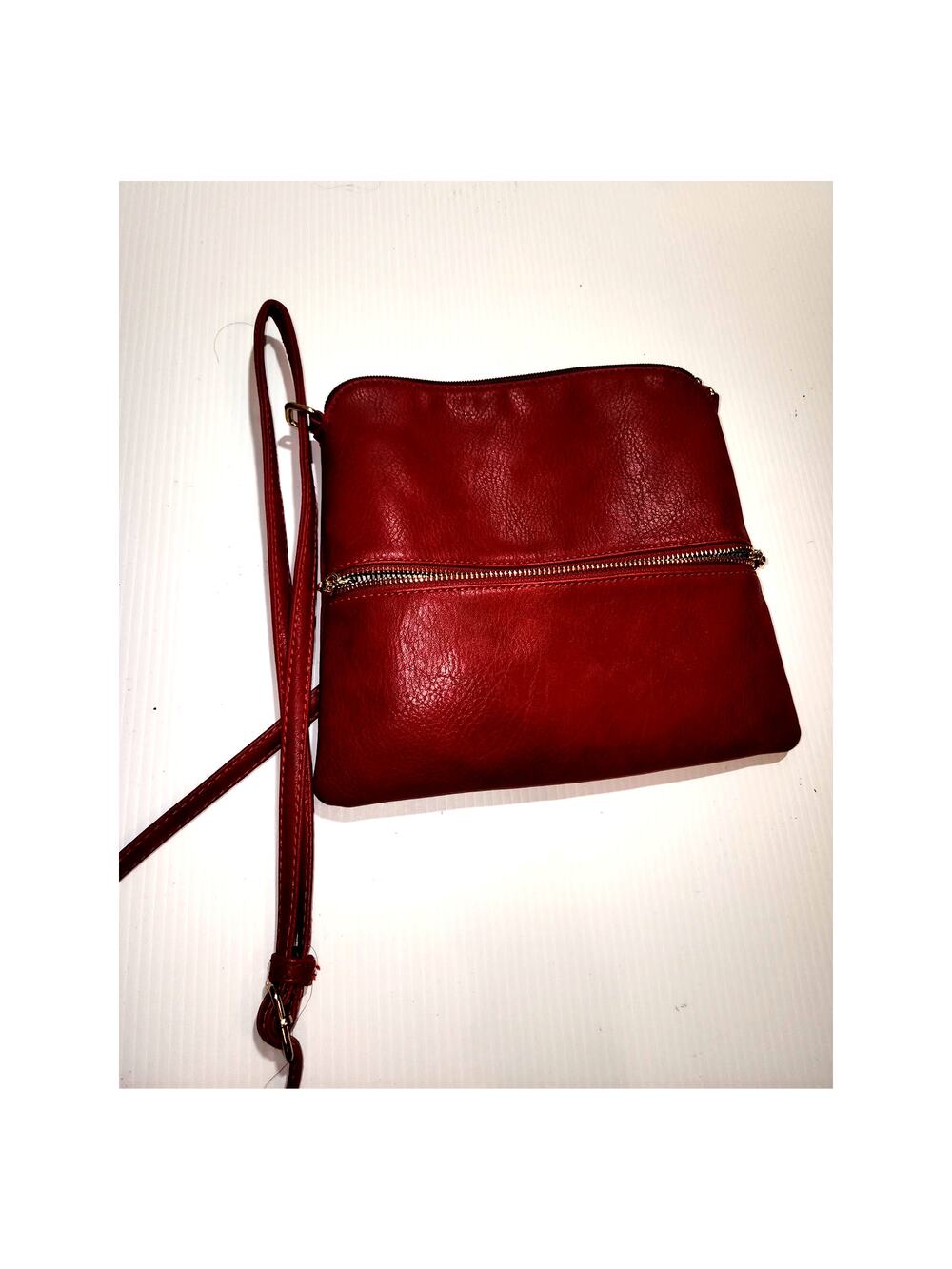 Red Crossbody Bag with Adjustable Strap